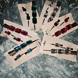 Elegant Gemstone Hair Clip Set - Multicolor